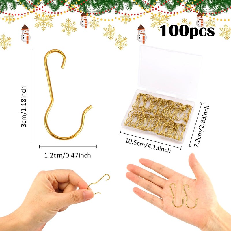 Luktastic Ornament Hooks, 100 Pack Ornament Hangers, Gold Christmas Ornament Hooks, Ornament Hook for Christmas Trees, Christmas Hook for Ornaments, Christmas Tree Hooks Ornaments for Christmas Tree Decorations - Image 3